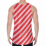 Candy Cane Stripes Pattern Print Men's Velvet Tank Top