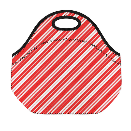 Candy Cane Stripes Pattern Print Neoprene Lunch Bag