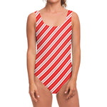 Candy Cane Stripes Pattern Print One Piece Swimsuit