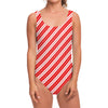 Candy Cane Stripes Pattern Print One Piece Swimsuit