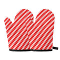 Candy Cane Stripes Pattern Print Oven Mitts