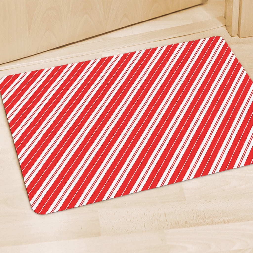 Candy Cane Stripes Pattern Print Polyester Doormat