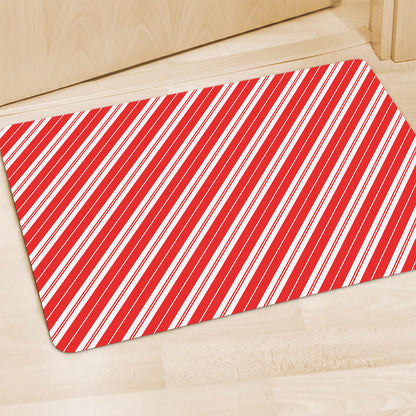 Candy Cane Stripes Pattern Print Polyester Doormat