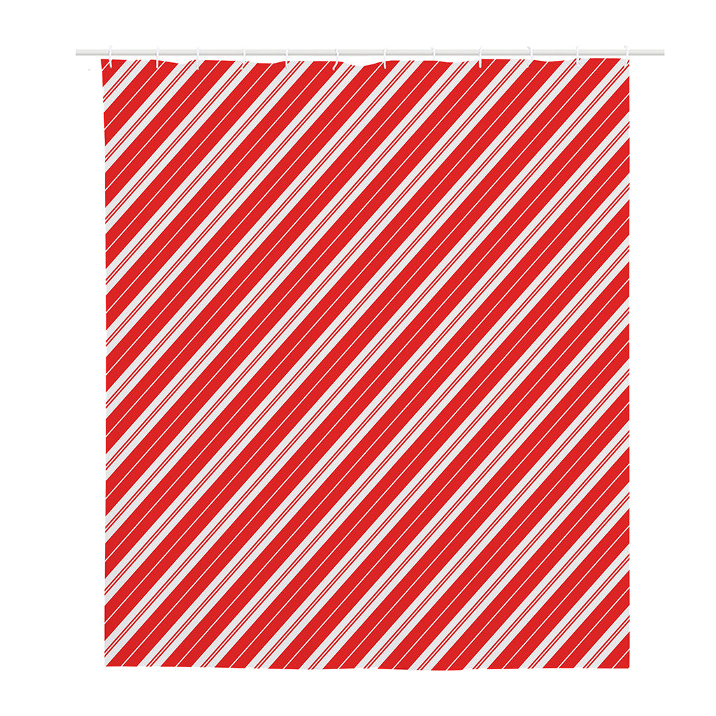 Candy Cane Stripes Pattern Print Polyester Shower Curtain