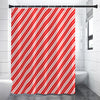 Candy Cane Stripes Pattern Print Premium Shower Curtain