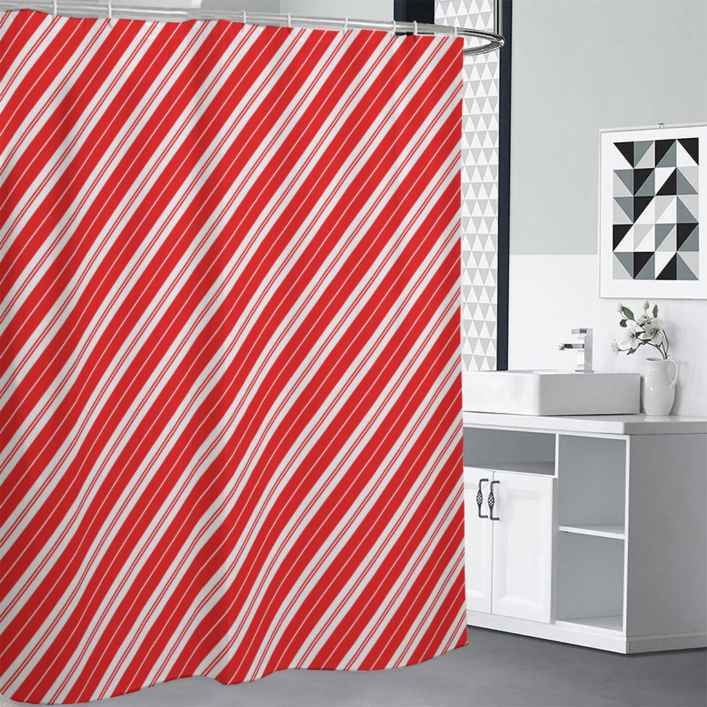 Candy Cane Stripes Pattern Print Premium Shower Curtain