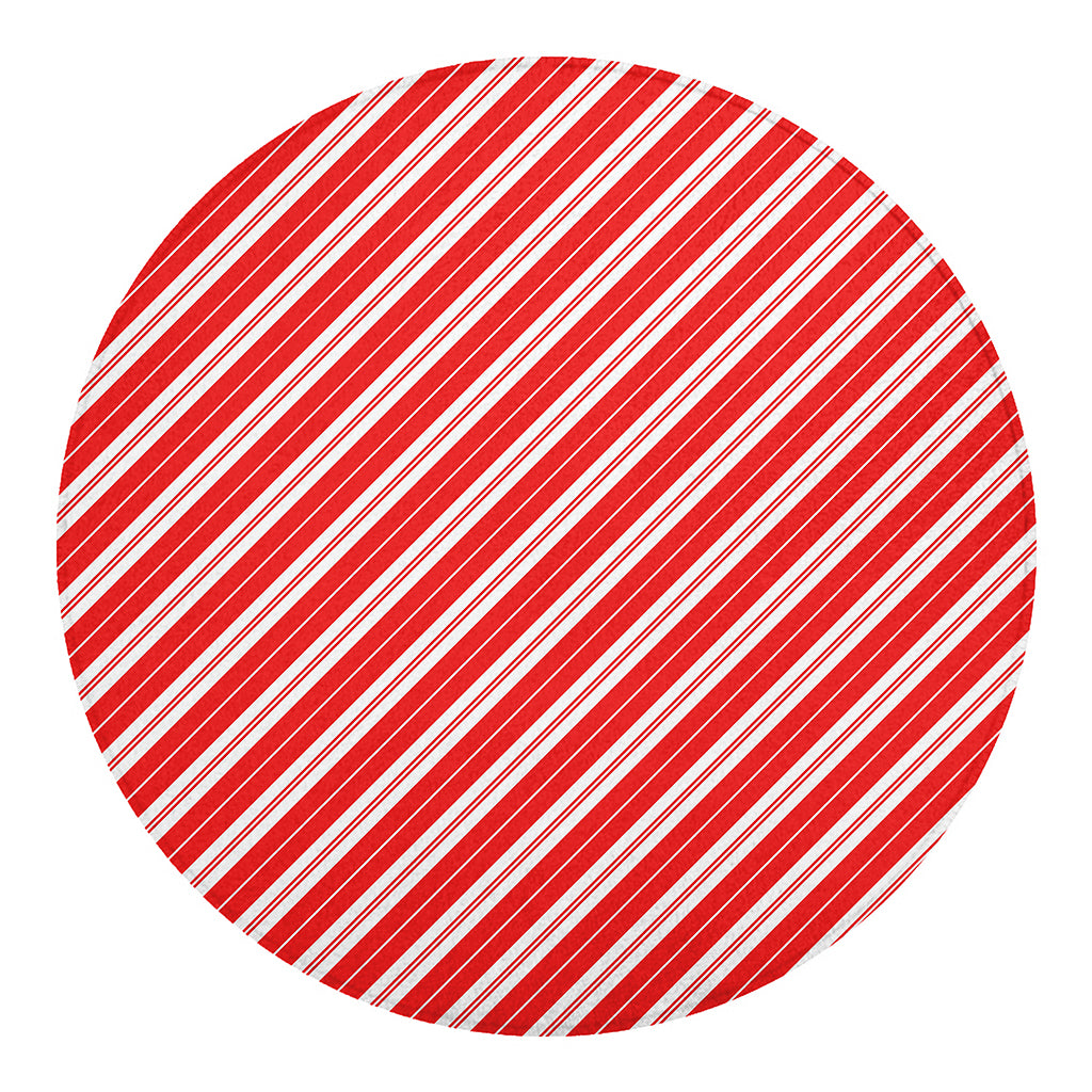 Candy Cane Stripes Pattern Print Round Blanket