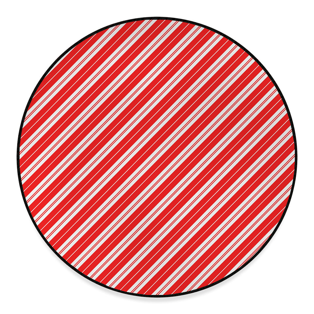 Candy Cane Stripes Pattern Print Round Floor Mat