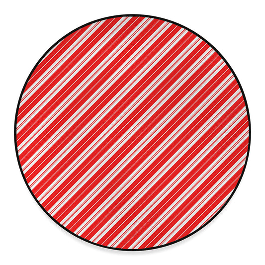 Candy Cane Stripes Pattern Print Round Floor Mat