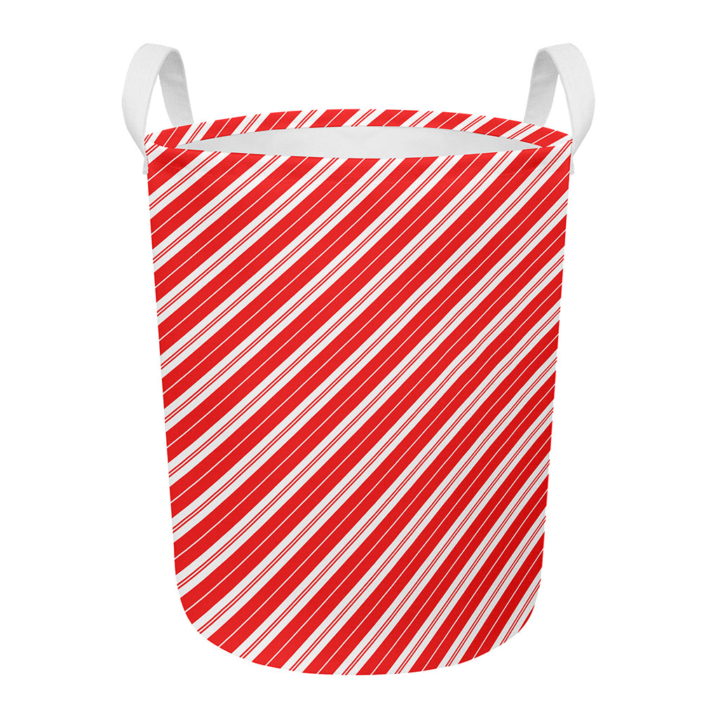 Candy Cane Stripes Pattern Print Round Laundry Basket