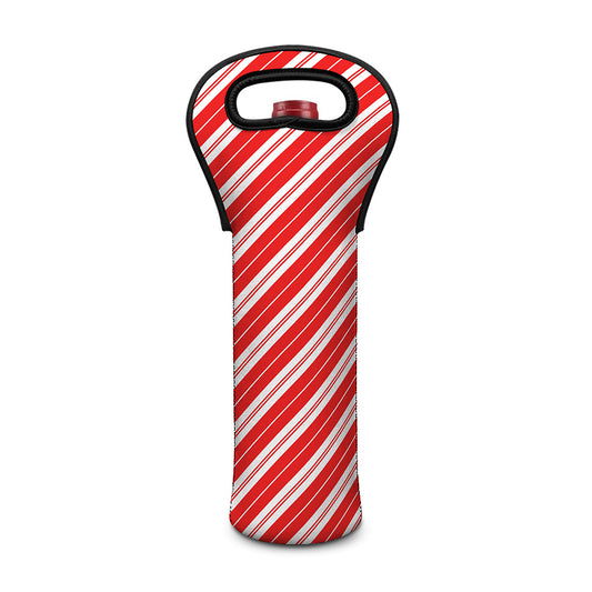 Candy Cane Stripes Pattern Print Single Neoprene Wine Tote