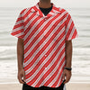 Candy Cane Stripes Pattern Print Textured Short Sleeve Shirt