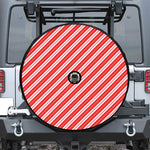 Candy Cane Stripes Pattern Print Tire Cover With Camera Hole