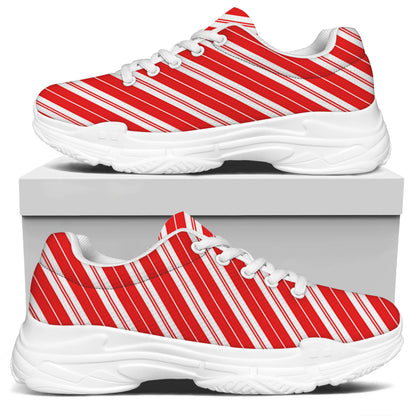 Candy Cane Stripes Pattern Print White Chunky Shoes