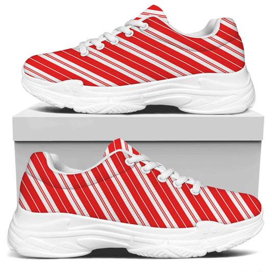 Candy Cane Stripes Pattern Print White Chunky Shoes