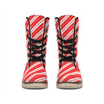 Candy Cane Stripes Pattern Print Winter Boots