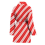 Candy Cane Stripes Pattern Print Women's Bathrobe