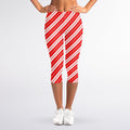 Candy Cane Stripes Pattern Print Women's Capri Leggings