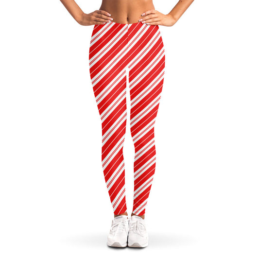 Candy Cane Stripes Pattern Print Women's Leggings