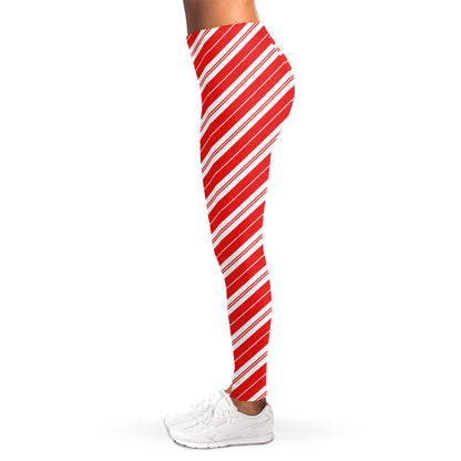 Candy Cane Stripes Pattern Print Women's Leggings