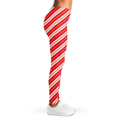 Candy Cane Stripes Pattern Print Women's Leggings