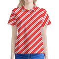 Candy Cane Stripes Pattern Print Women's Polo Shirt