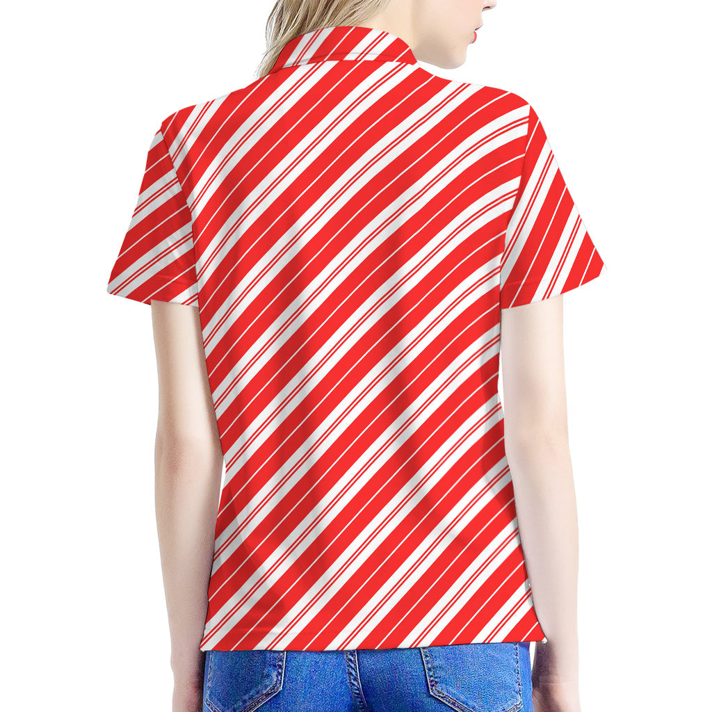 Candy Cane Stripes Pattern Print Women's Polo Shirt