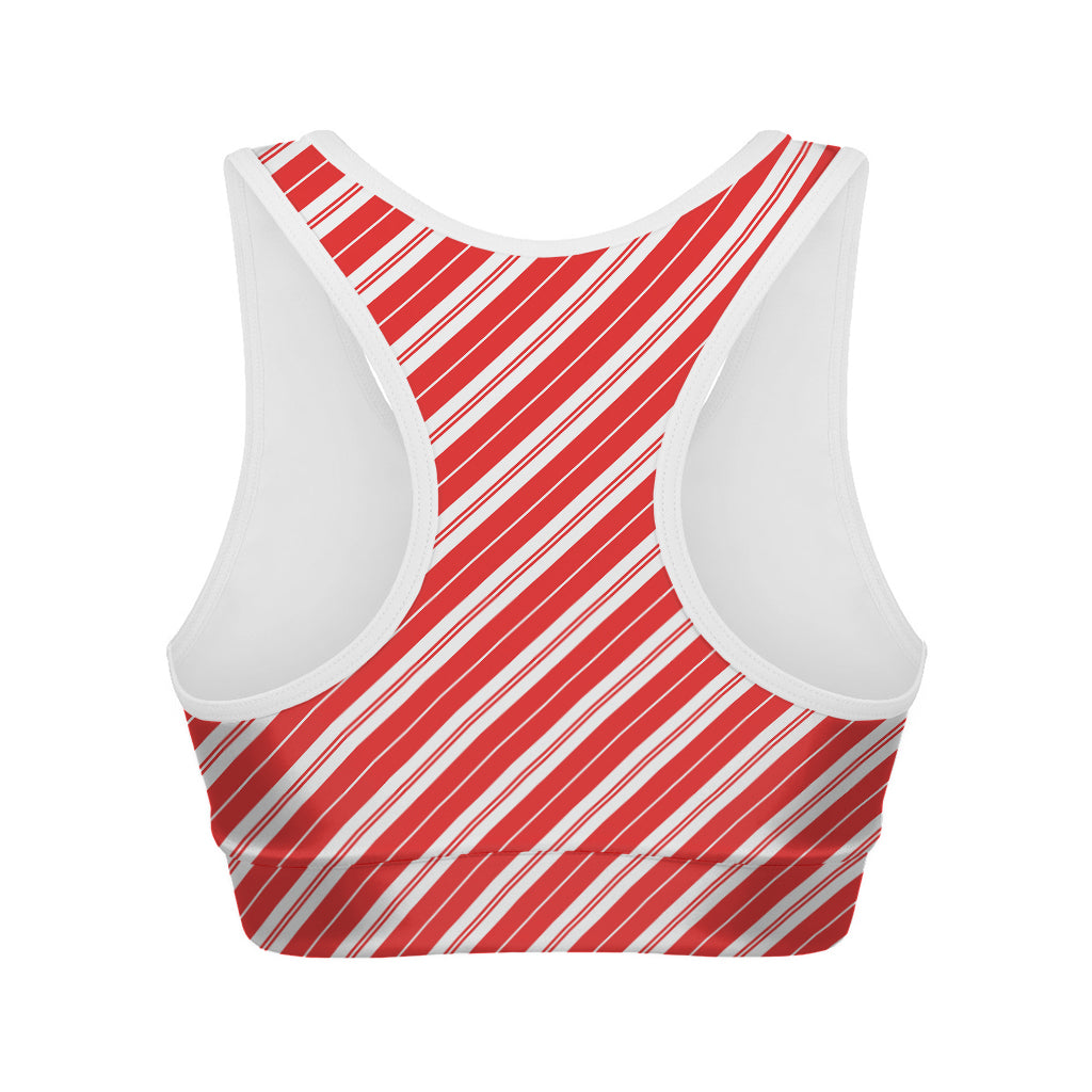 Candy Cane Stripes Pattern Print Women's Sports Bra