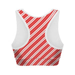 Candy Cane Stripes Pattern Print Women's Sports Bra