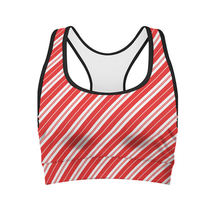 Candy Cane Stripes Pattern Print Women's Sports Bra
