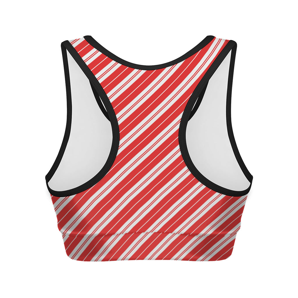 Candy Cane Stripes Pattern Print Women's Sports Bra