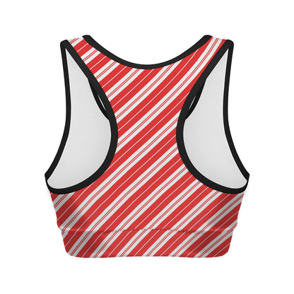 Candy Cane Stripes Pattern Print Women's Sports Bra
