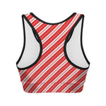 Candy Cane Stripes Pattern Print Women's Sports Bra
