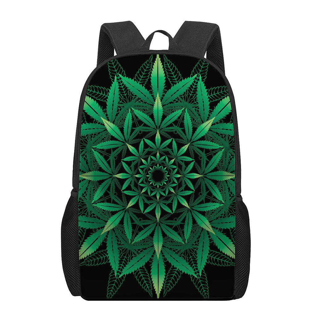 Cannabis Leaf Mandala Print 17 Inch Backpack