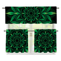 Cannabis Leaf Mandala Print 3 Piece Kitchen Curtains