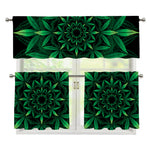 Cannabis Leaf Mandala Print 3 Piece Kitchen Curtains