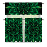 Cannabis Leaf Mandala Print 3 Piece Kitchen Curtains