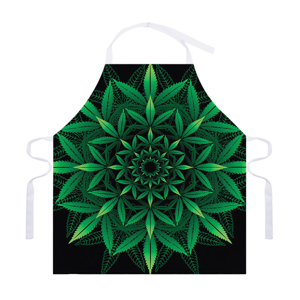 Cannabis Leaf Mandala Print Adjustable Apron