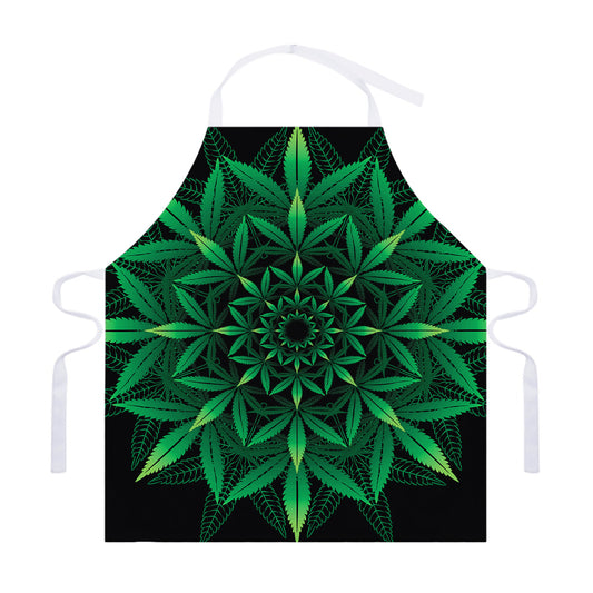Cannabis Leaf Mandala Print Adjustable Apron