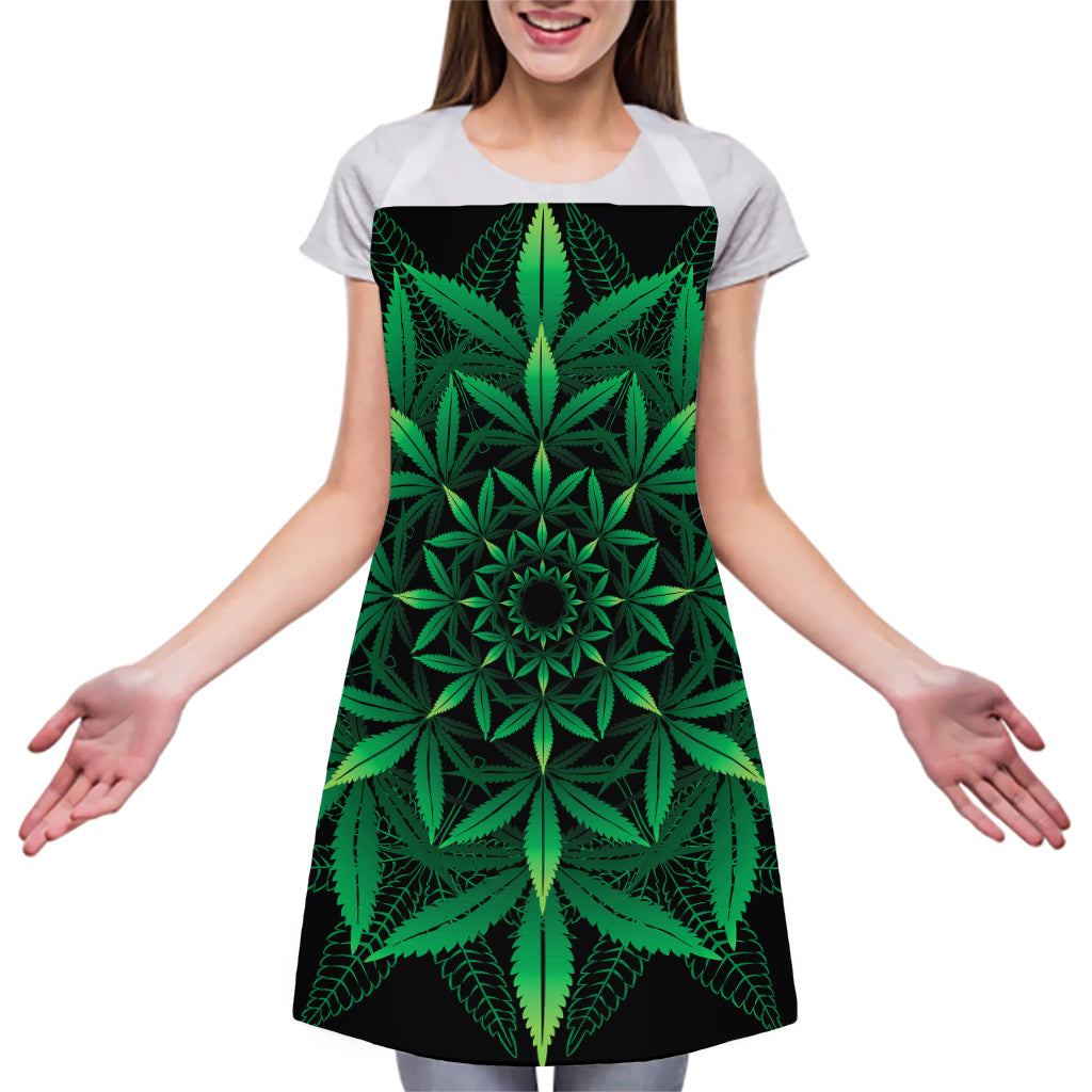 Cannabis Leaf Mandala Print Adjustable Apron