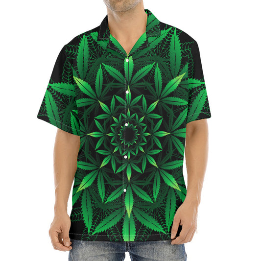 Cannabis Leaf Mandala Print Aloha Shirt