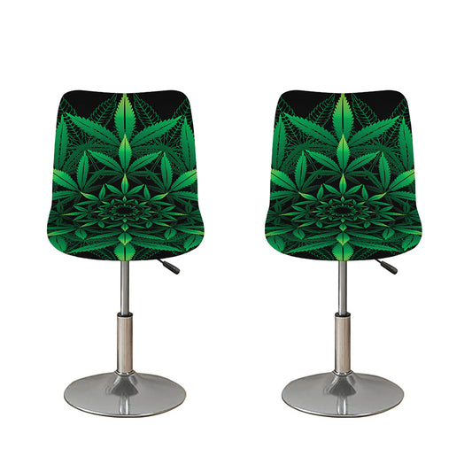 Cannabis Leaf Mandala Print Bar Stool Covers