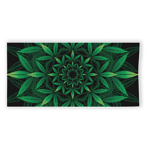 Cannabis Leaf Mandala Print Beach Towel