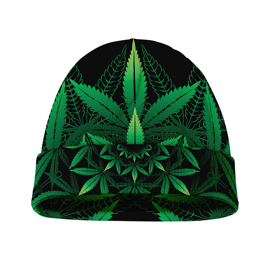 Cannabis Leaf Mandala Print Beanie
