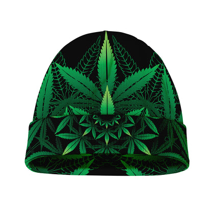 Cannabis Leaf Mandala Print Beanie