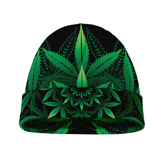 Cannabis Leaf Mandala Print Beanie