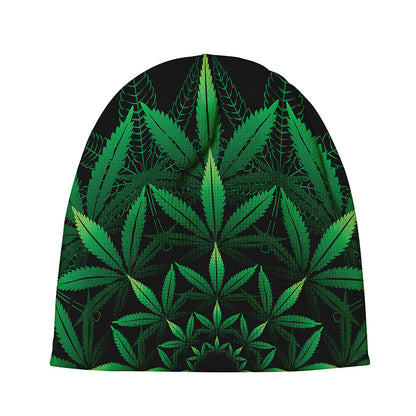 Cannabis Leaf Mandala Print Beanie