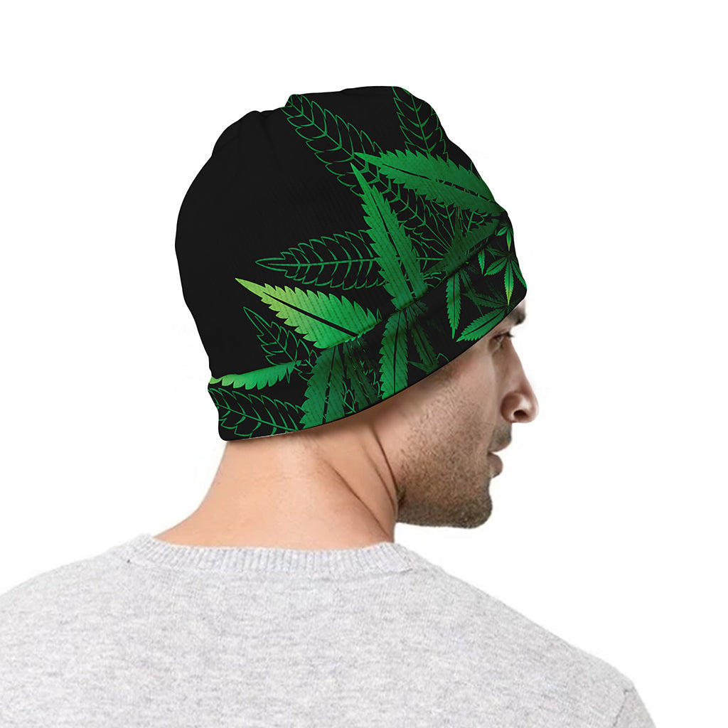 Cannabis Leaf Mandala Print Beanie
