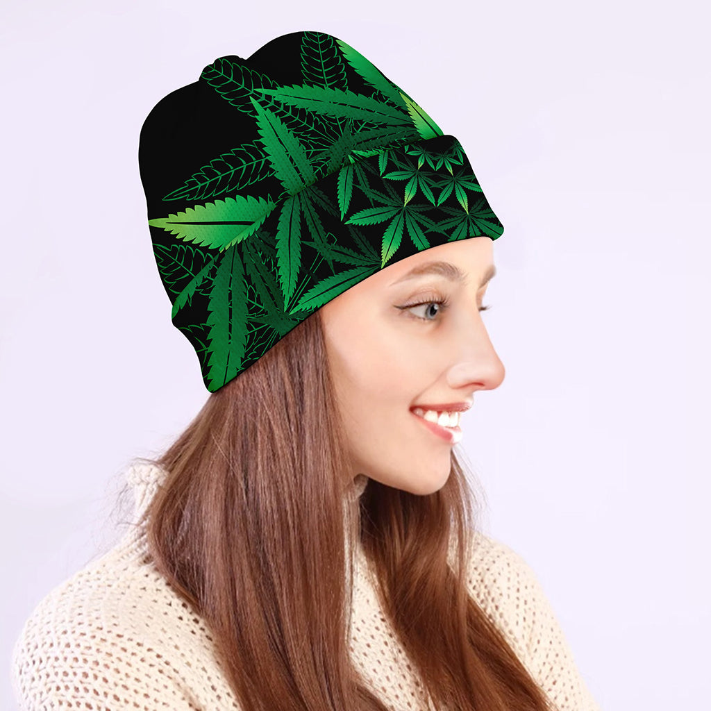 Cannabis Leaf Mandala Print Beanie