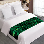 Cannabis Leaf Mandala Print Bed Runner